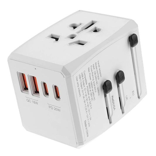 Punjač za mrežu Techsuit HHT904-W2 Travel, 20W, 3A, 2 x USB-A - 2 x USB-C, Beli