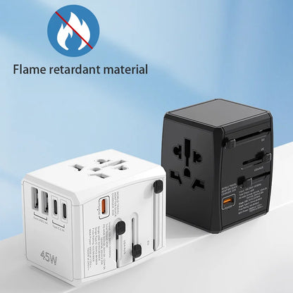 Punjač mreže Techsuit HHT905 Travel, 45W, 3A, 2 x USB-A - 2 x USB-C, Crni