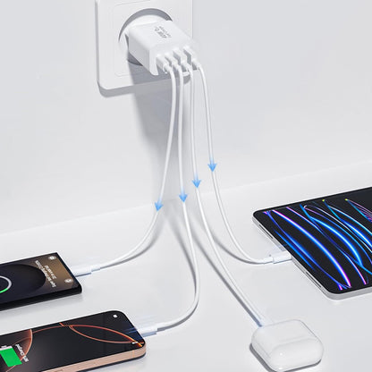 Punjač mreže Techsuit PowerXQuad CH4, 40W, 3A, 2 x USB-A - 2 x USB-C, Beli