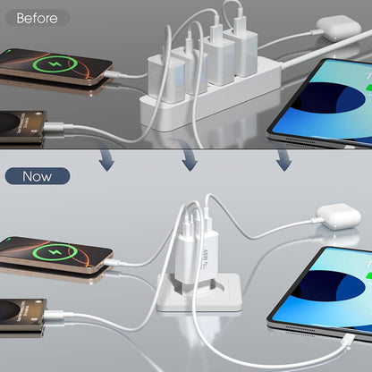 Punjač mreže Techsuit PowerXQuad CH4, 40W, 3A, 2 x USB-A - 2 x USB-C, Beli