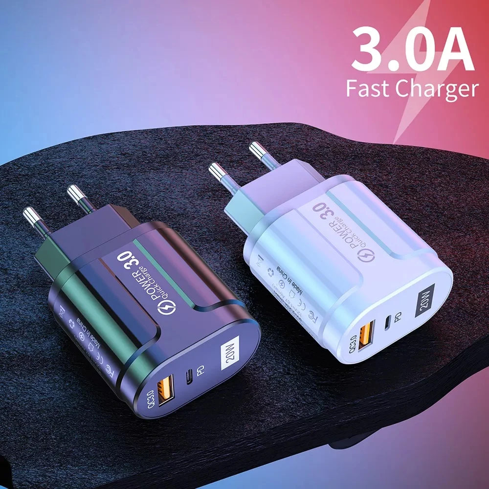 Punjač mreže Techsuit Premium, 20W, 3A, 1 x USB-A - 1 x USB-C, Crni CHPD038