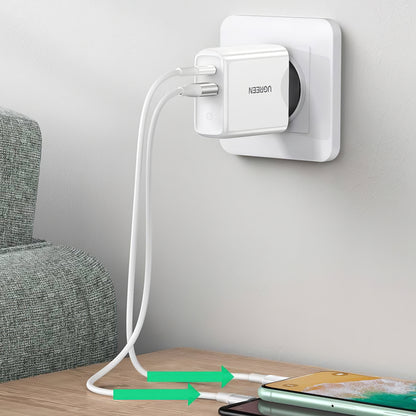 Punjač za mrežu UGREEN CD170, 36W, 3A, 1 x USB-A - 1 x USB-C, Bijeli