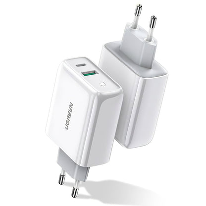 Punjač za mrežu UGREEN CD170, 36W, 3A, 1 x USB-A - 1 x USB-C, Bijeli