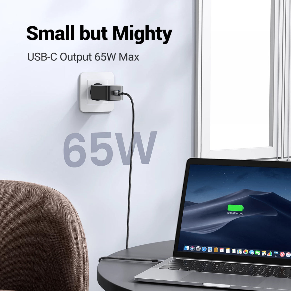Punjač za mrežu UGREEN CD244 (10335), 65W, 3A, 1 x USB-A - 2 x USB-C, Siva