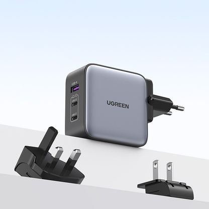 Punjač za mrežu UGREEN CD296, 65W, 5A, 1 x USB-A - 2 x USB-C, Sivi
