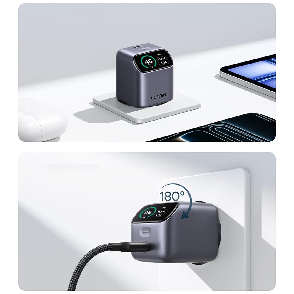 UGREEN Nexode Pro X740 (25419B) mrežni punjač sa ekranom, 45 W, 3 A, 1 x USB-C, sivi