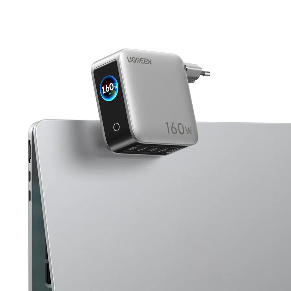 UGREEN Nexode Pro X774 (65637B) mrežni punjač sa ekranom, 160 W, 5 A, 1 x USB-A – 4 x USB-C, sivi