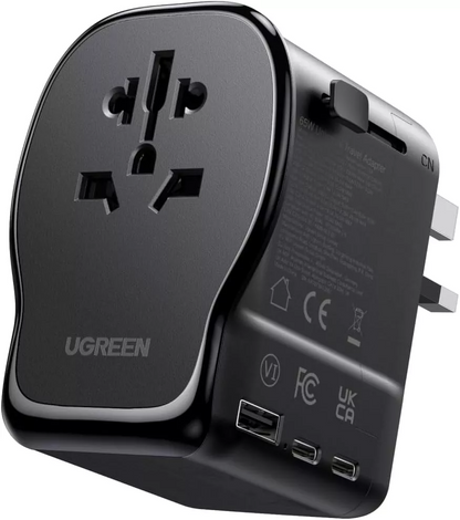 Punjač za mrežu UGREEN Travel S550 (55001), 65W, 3.25A, 1 x USB-A - 2 x USB-C, Crna