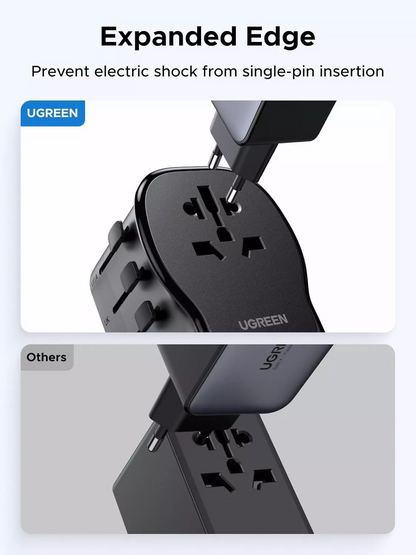Punjač za mrežu UGREEN Travel S550 (55001), 65W, 3.25A, 1 x USB-A - 2 x USB-C, Crna