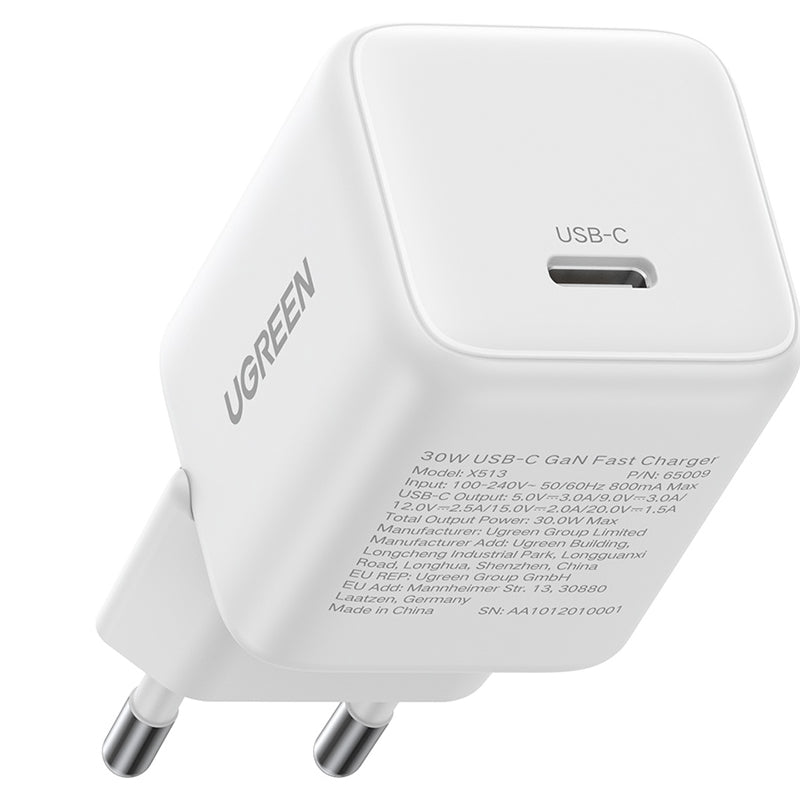 Punjač za mrežu UGREEN X513, 30W, 3A, 1 x USB-C, Beli