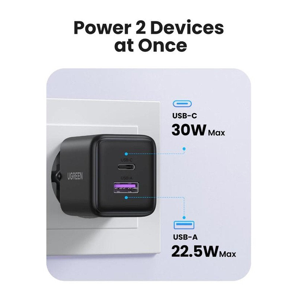 Punjač Mreže UGREEN X516, 30W, 3A, 1 x USB-A - 1 x USB-C, Beli