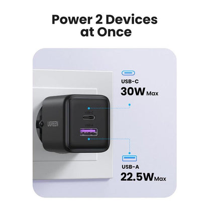 Punjač Mreže UGREEN X516, 30W, 3A, 1 x USB-A - 1 x USB-C, Beli
