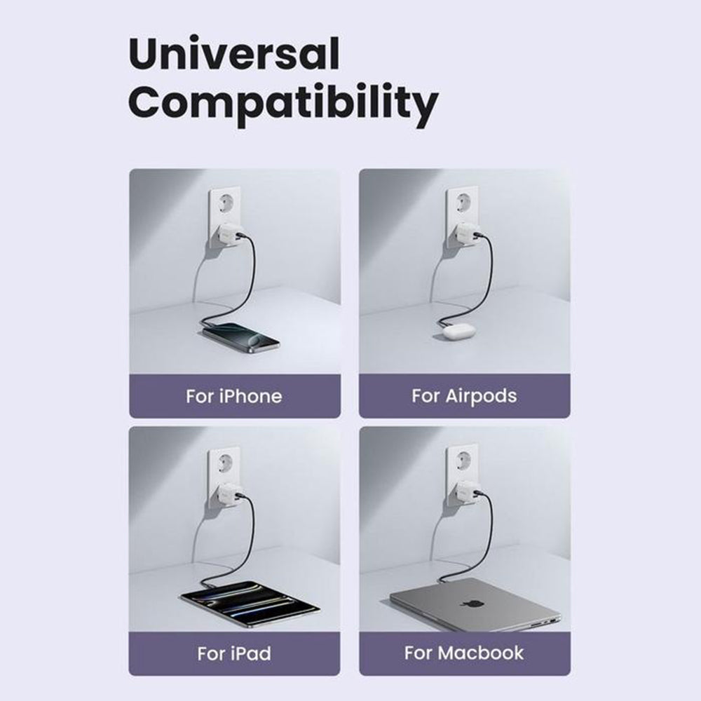 Punjač Mreže UGREEN X516, 30W, 3A, 1 x USB-A - 1 x USB-C, Beli