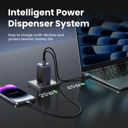 Punjač UGREEN X553 Nexode Pro, 65W, 3A, 1 x USB-A - 2 x USB-C, Sivi