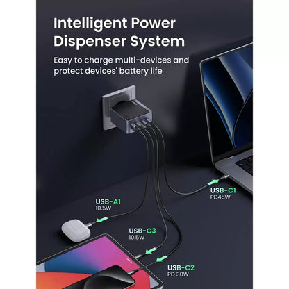 Punjač mreže UGREEN X570 Nexode S, 140W, 5A, 1 x USB-A - 3 x USB-C, Sivi