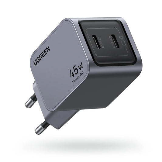 Network Charger UGREEN X707 Nexode Pro, 45W, 3A, 2 x USB-C, Grey 