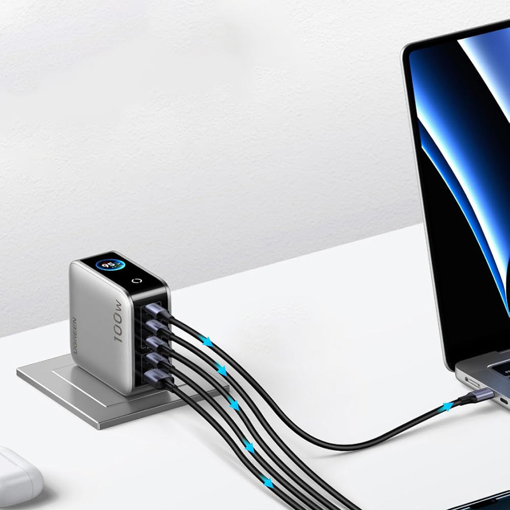 Mrežni punjač UGREEN X773 (65620B), 100W, 1 x USB-A - 4 x USB-C, Siva