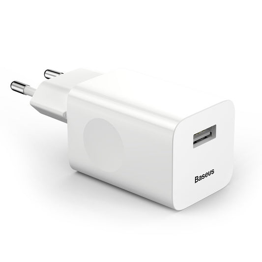 Punjač mreže Baseus, 24W, 3A, 1 x USB-A, Beli CCALL-BX02