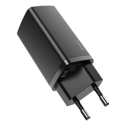Punjač Baseus GaN2 Lite, 65W, 3A, 1 x USB-A - 1 x USB-C, Crni CCGAN2L-B01