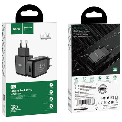 Punjač za mrežu HOCO N2, 10W, 2A, 1 x USB-A, Crna