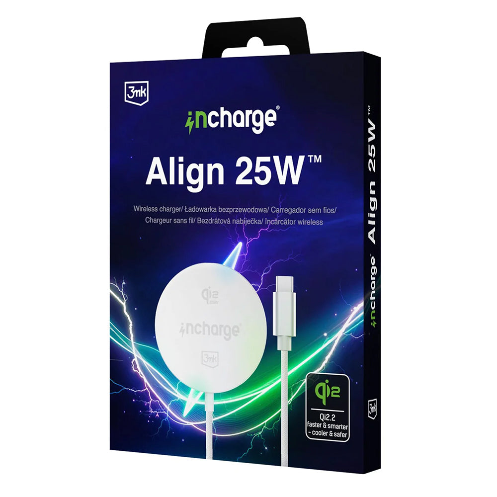 Bežični mrežni punjač 3MK Align, 25W, Bela