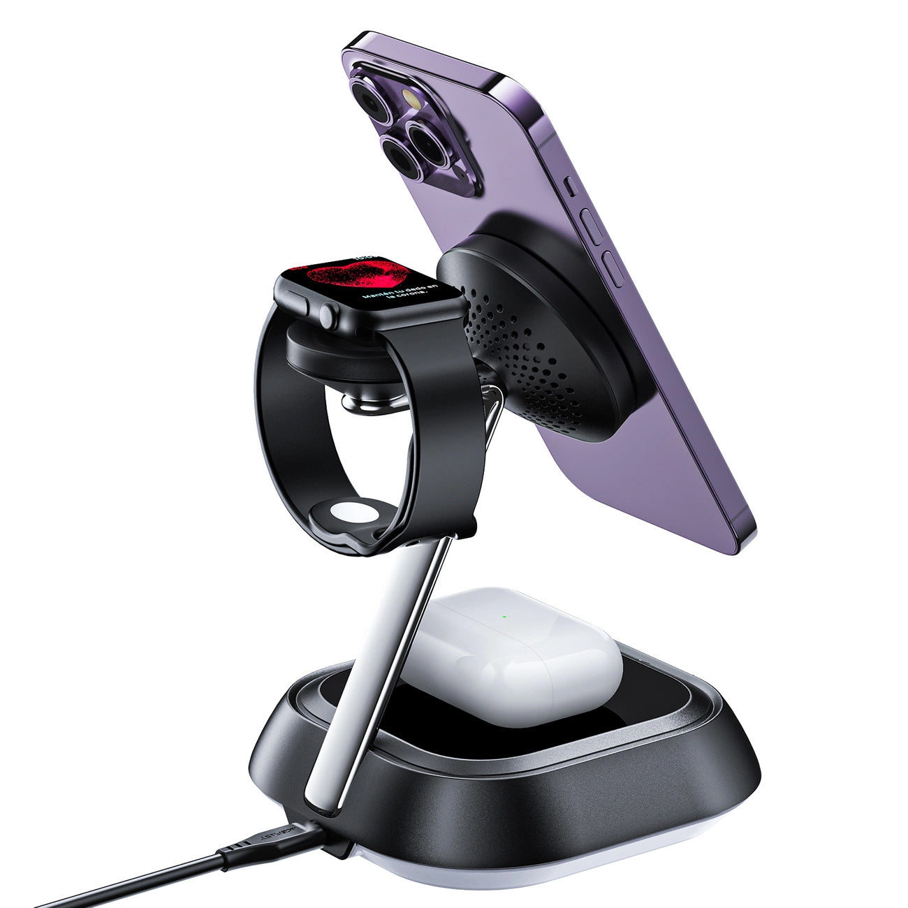 Wireless Network Charger Acefast E16 3in1, 15W, 1.67A, Black 