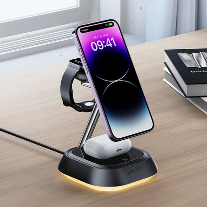 Wireless Network Charger Acefast E16 3in1, 15W, 1.67A, Black 