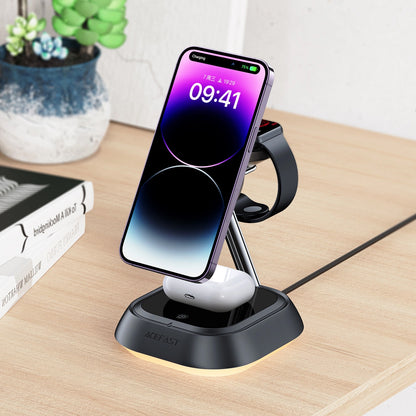 Wireless Network Charger Acefast E16 3in1, 15W, 1.67A, Black 