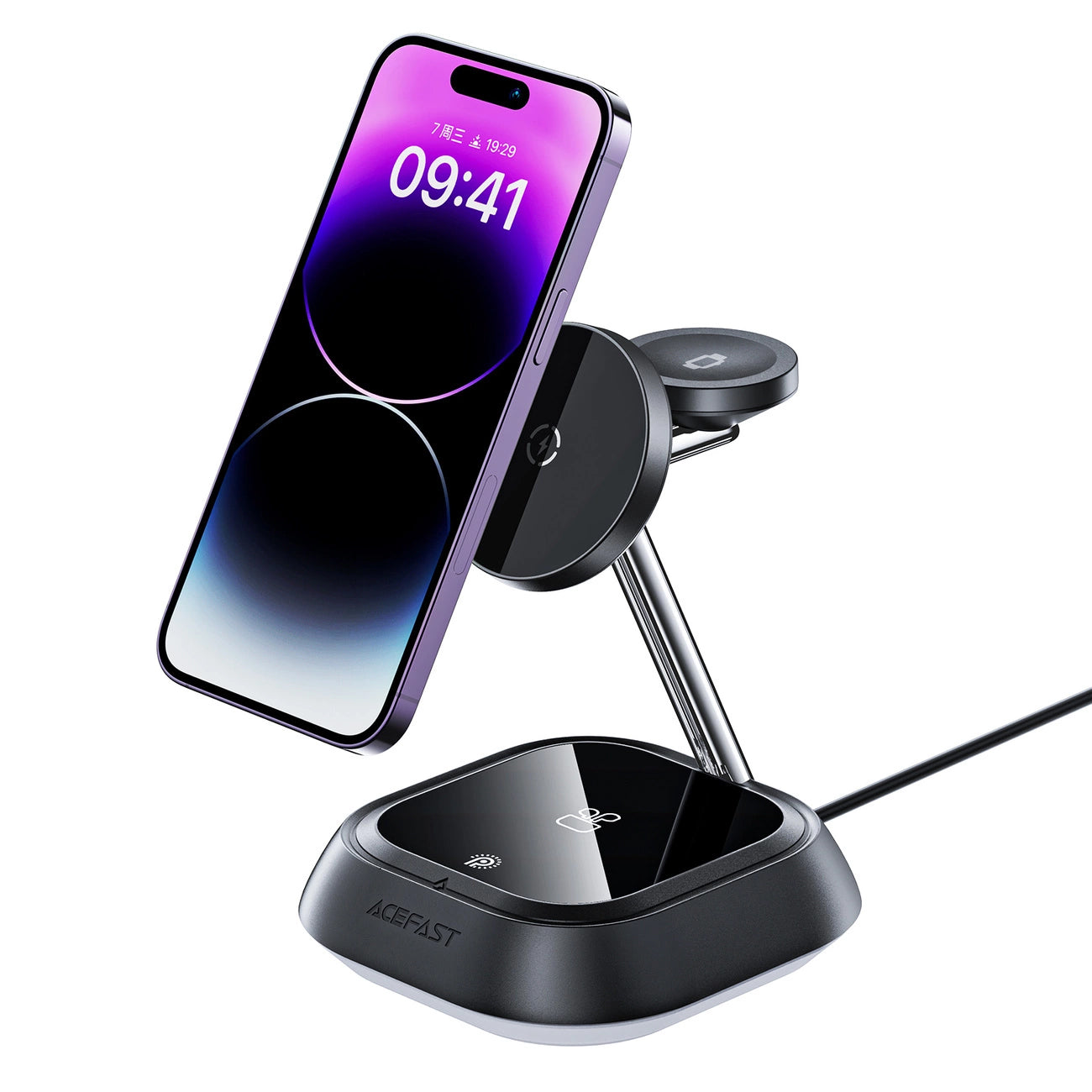 Wireless Network Charger Acefast E16 3in1, 15W, 1.67A, Black 