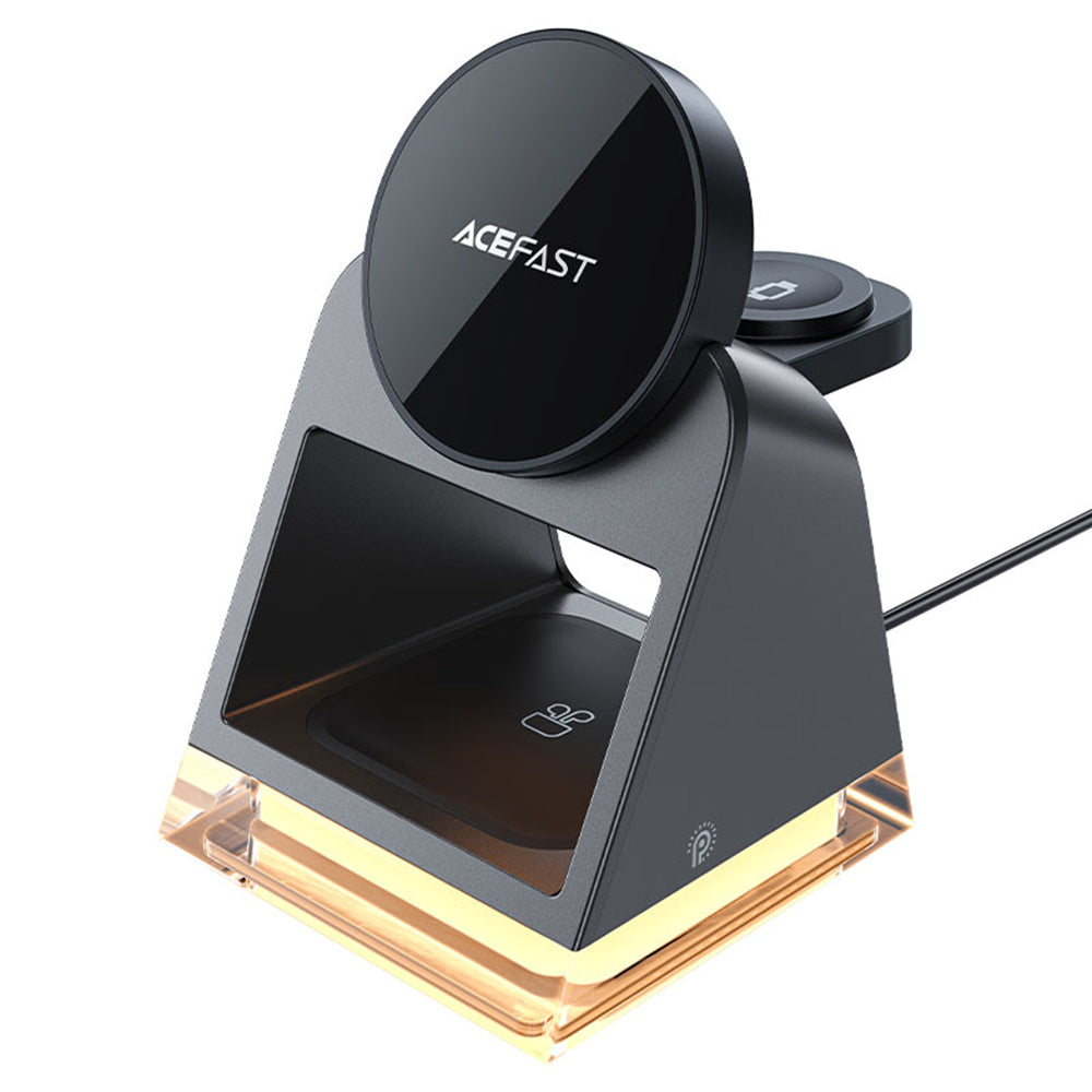 Punjač Mreža Bežični Acefast E17 3u1, 15W, 1.67A, Crni