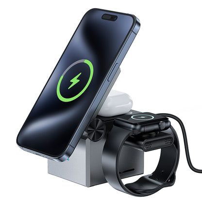 Bežični punjač Acefast E18 Rubik's Cube 3in1, 23W, 1.67A, Sivi