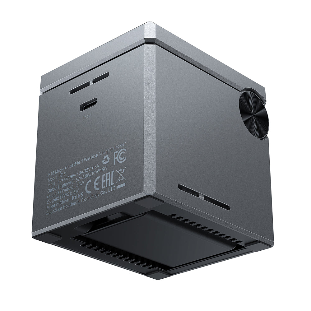 Bežični punjač Acefast E18 Rubik's Cube 3in1, 23W, 1.67A, Sivi