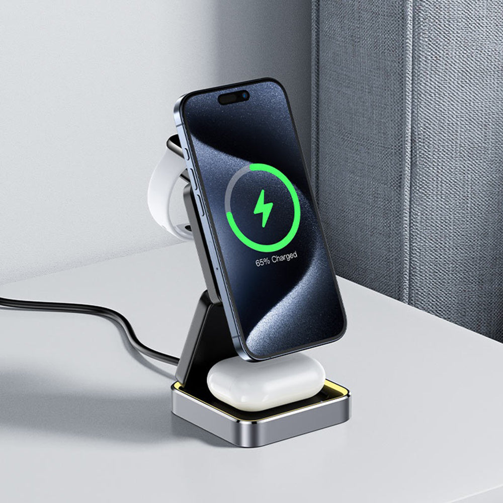 Bežični punjač Acefast E21 3u1, 23W, 1.67A, Sivi