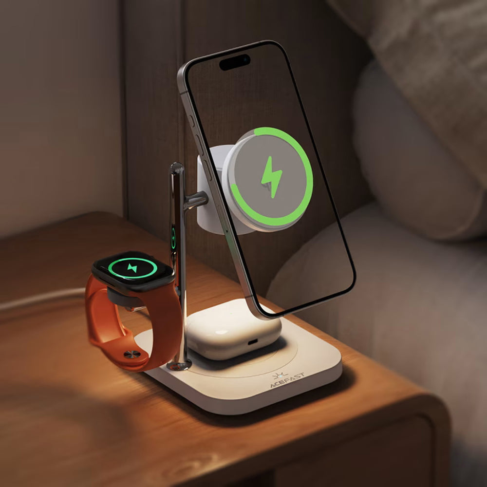Bežični punjač Acefast E39 3u1, 32.5W, Beli