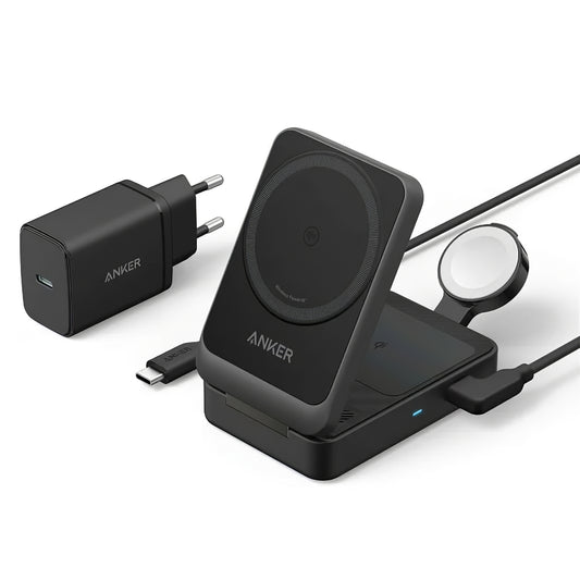 Bežični punjač Anker MagGo 3in1, 15W, 1.67A, Crni, Ponovo zapakovan B2557311