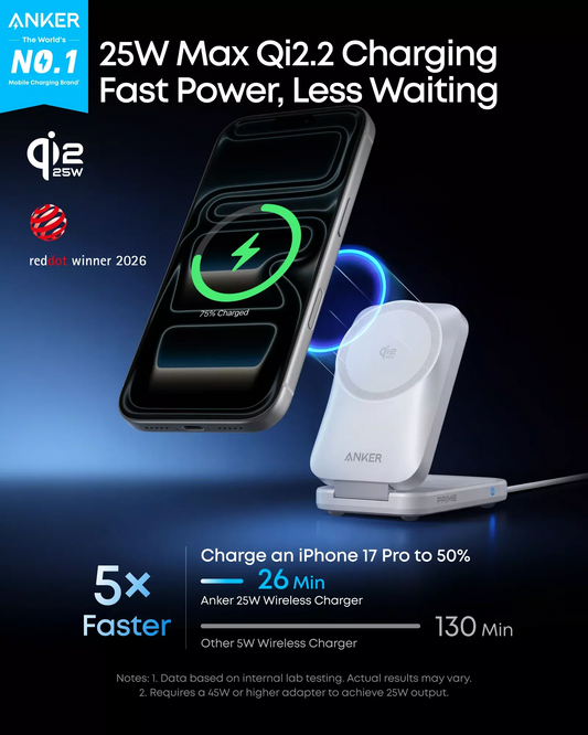 Bežični mrežni punjač Anker Prime MagGo 3in1, 25W, Bela B25N1G21