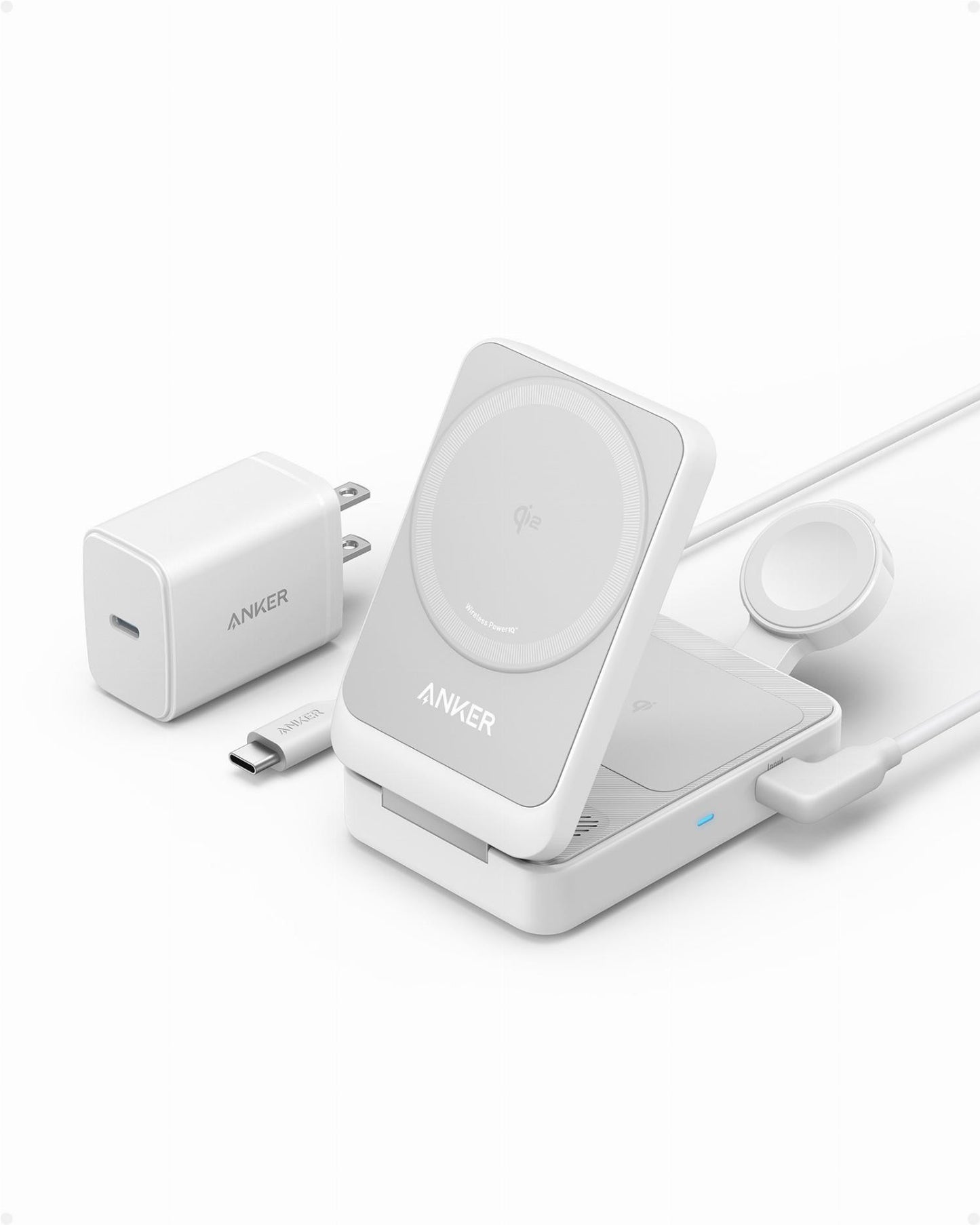 Bežični punjač Anker MagGo 3in1, 15W, 1.67A, Beli B2557321