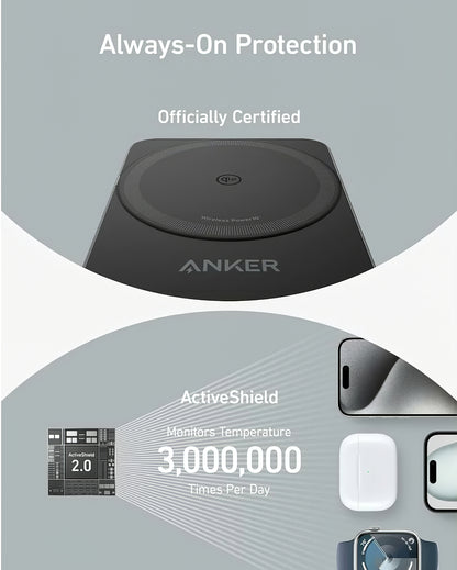 Bežični punjač Anker MagGo 3in1, 15W, 1.67A, Crni B2557311
