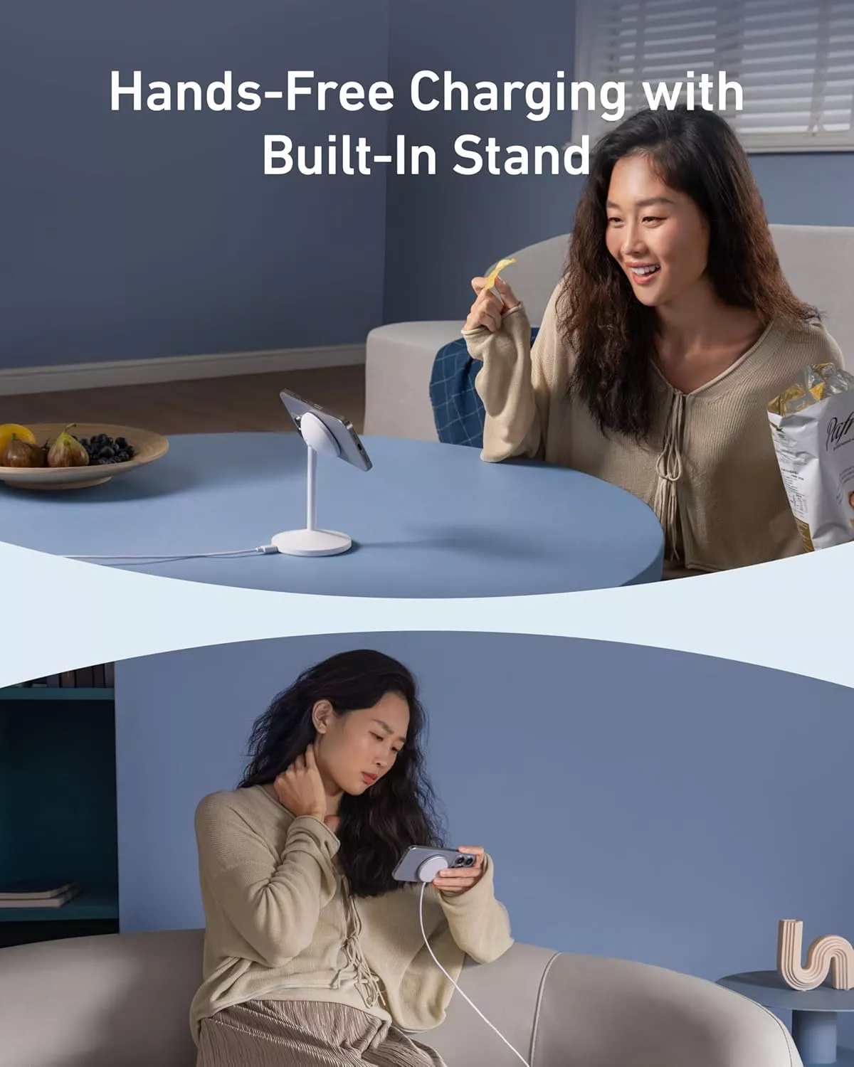 Bežični punjač Anker MagGo Stand, 15W, 1.67A, Beli A25X1H21