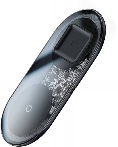 Bežični punjač Baseus Simple 2in1, 15W, 1.67A, Transparent WXJK-A01