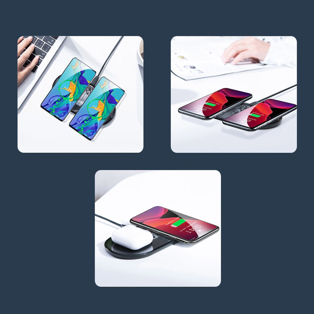 Bežični punjač Baseus Simple 2in1, 15W, 1.67A, Transparent WXJK-A01