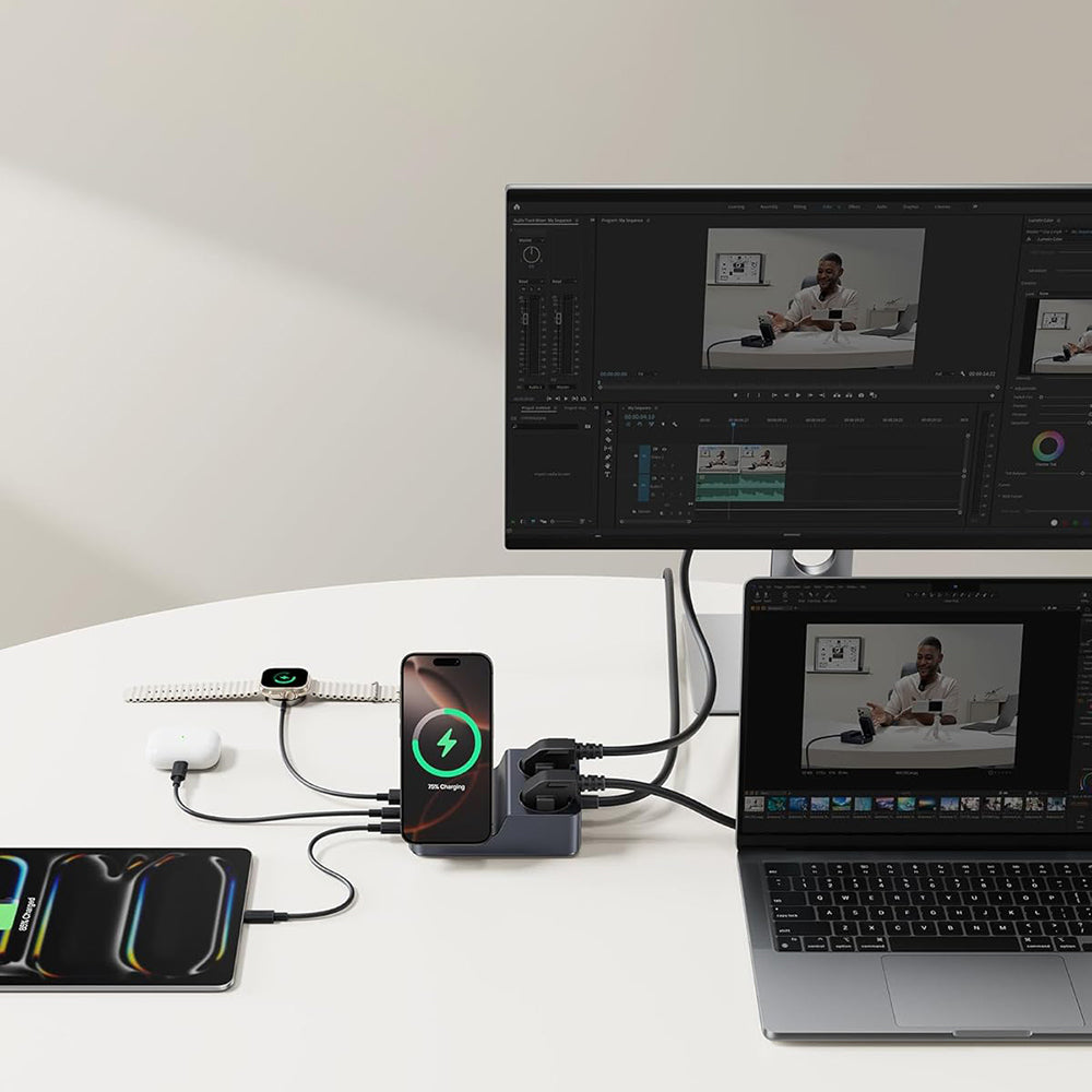 Punjač Stanica Baseus Nomos ND11 QI 6in1, 67W, 3.35A, 1 x USB-A - 2 x USB-C - 2 x Schuko, Crna P80015804213-00