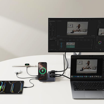 Punjač Stanica Baseus Nomos ND11 QI 6in1, 67W, 3.35A, 1 x USB-A - 2 x USB-C - 2 x Schuko, Crna P80015804213-00