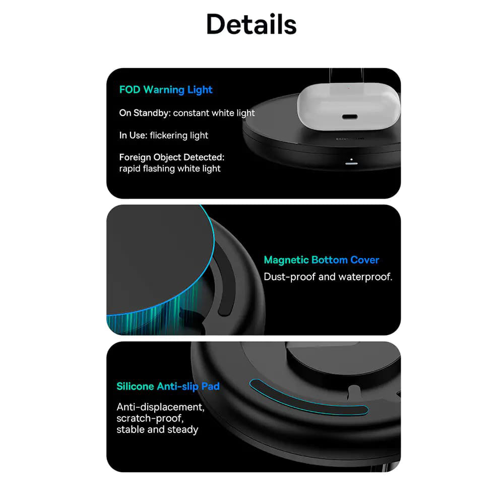 Bežični punjač Baseus Swan 3in1, 20W, 1.67A, P10221302113-Z1