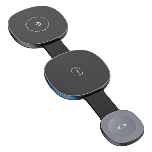 Bežični punjač Dudao A11S 3u1, 15W, Crni