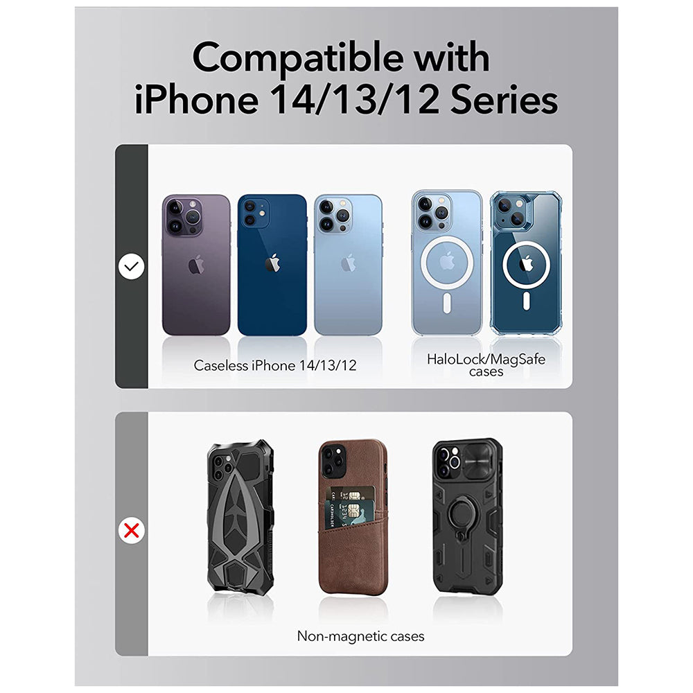 Bežični punjač ESR HaloLock Shift, 15W, 1.67A, Beli