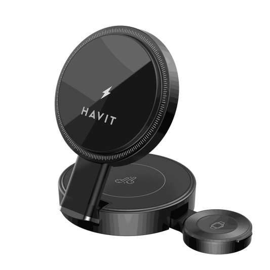 Bežični punjač HAVIT W3100 3u1, 15W, 1.67A, Crni