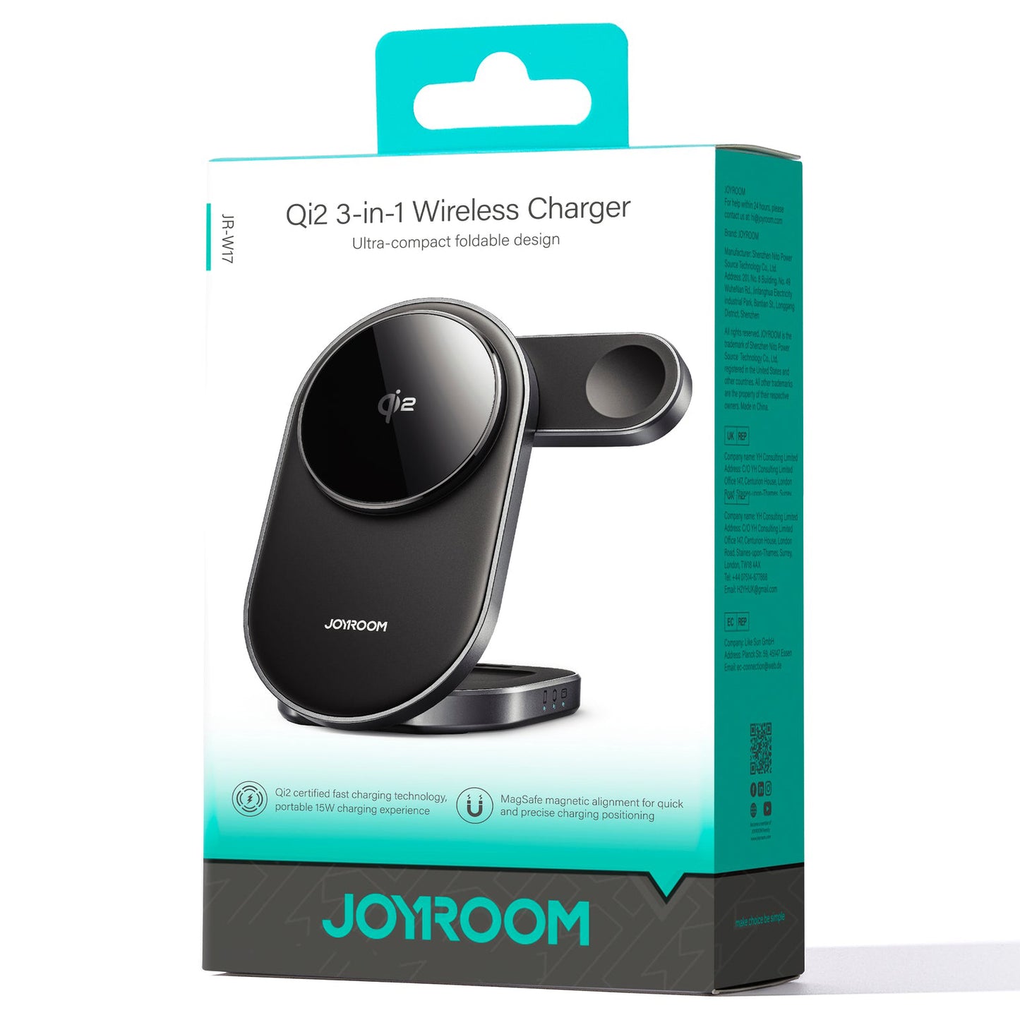 Bežični punjač Joyroom JR-W17 3u1, 15W, 1.67A, Crni
