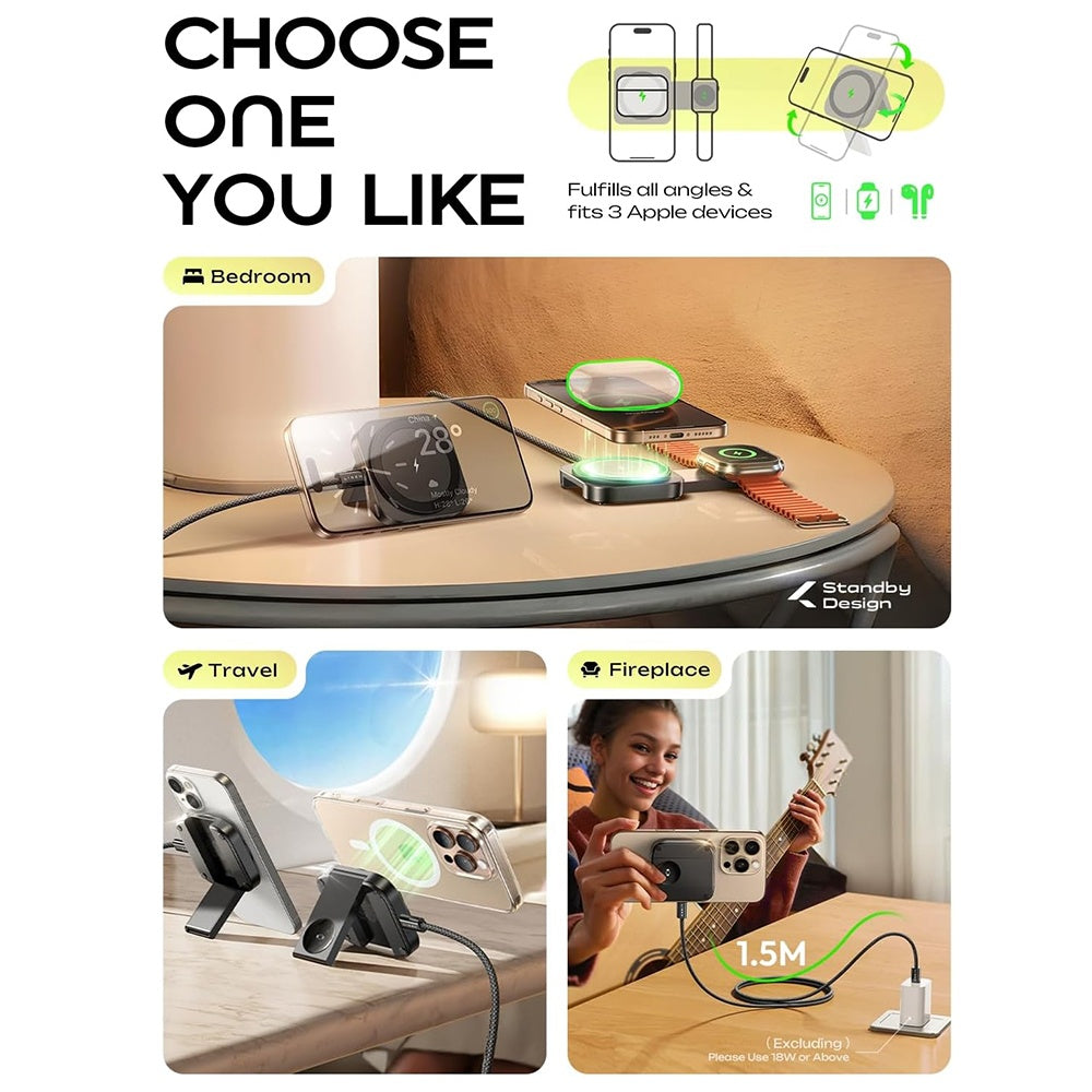 Incarcator Retea Wireless Lisen 2in1, 15W, 1.67A, Crni YL0324100013