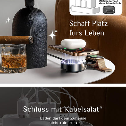 Bežični punjač Lisen W103 3u1, 7.5W, 1.1A, Crni YL0324090008